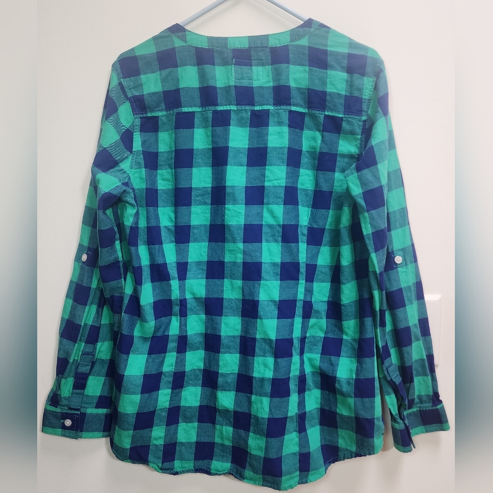 Old Navy Pullover V-Neck Partial Button-Up Plaid … - image 5